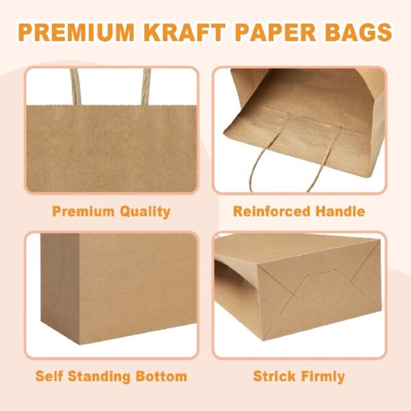 BagDream Brown Paper Gift Bags with Handles Kraft Paper Shopping Bags for Business, Shopping, Grocery, Retail, Birthday Party, Merchandise, 10x5x13, 100 Pack