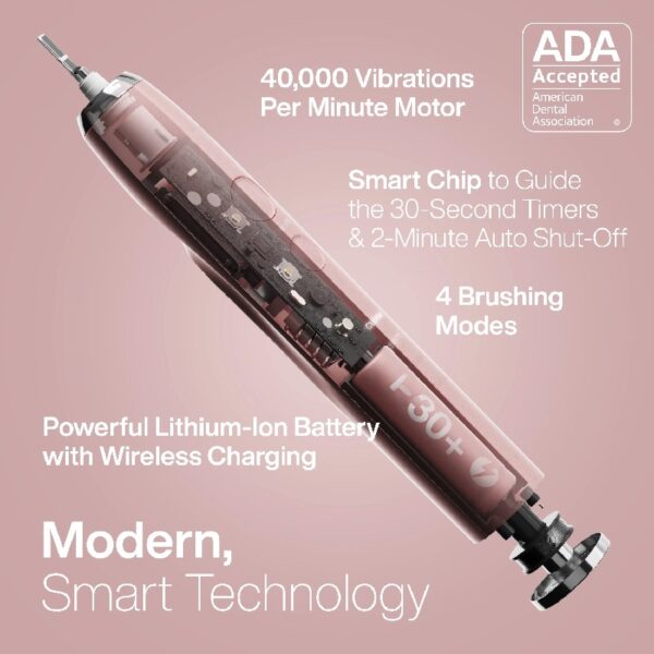 Black Series Electric Toothbrush - Rechargeable, 4 Modes, Travel Case, 8 Brush Heads