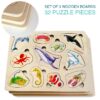 Toddlers Educational Toys Learning Games Jigsaw Puzzles, Wood, 3 Count