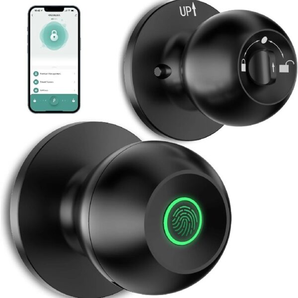 Cikuci Smart Door Lock, Fingerprint Door Lock Knob with App Control, Suitable for Home, Cloakroom, Offices, Hotels (K10)