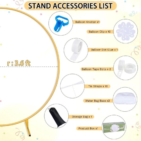 Queen Dream Round Backdrop Stand 7.2ft Gold Circle Balloon Arch Stand for Wedding Birthday Party