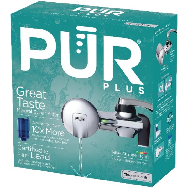 PLUS Faucet Mount Water Filtration System, Horizontal, Black/Chrome, PFM200B
