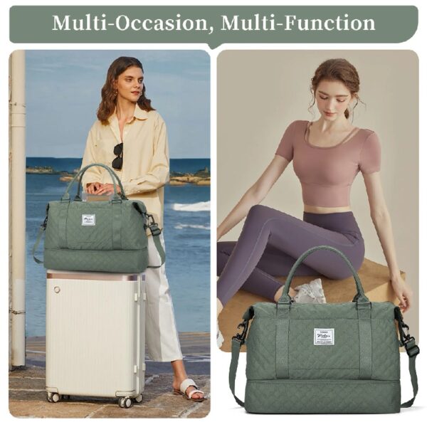 f96f608782b34d79a765b32d0176b405 Weekender Bags for Women, Travel Duffel Bags with Shoe Compartment,Personal Item Travel Bag for Airlines, Carry on Overnight Tote Bag for women,Beige&Brown