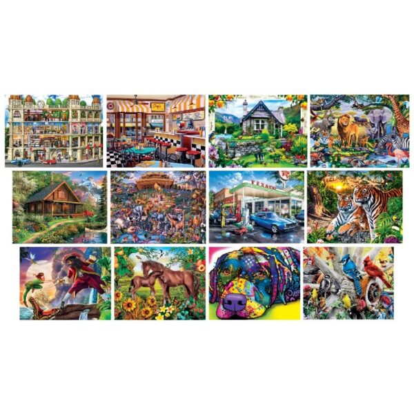 - Jigsaw Puzzle 12-Pack Bundle Set, Artist Gallery Collection Landscape and Animal Puzzles, Family Fun for Adults and Kids