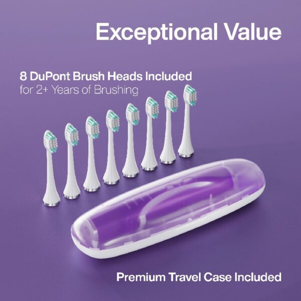 Black Series Electric Toothbrush - Rechargeable, 4 Modes, Travel Case, 8 Brush Heads