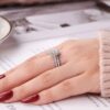 3Ct Pear Cut Wedding Ring Set for Women Halo 925 Sterling Silver Cubic Zirconia Size 8