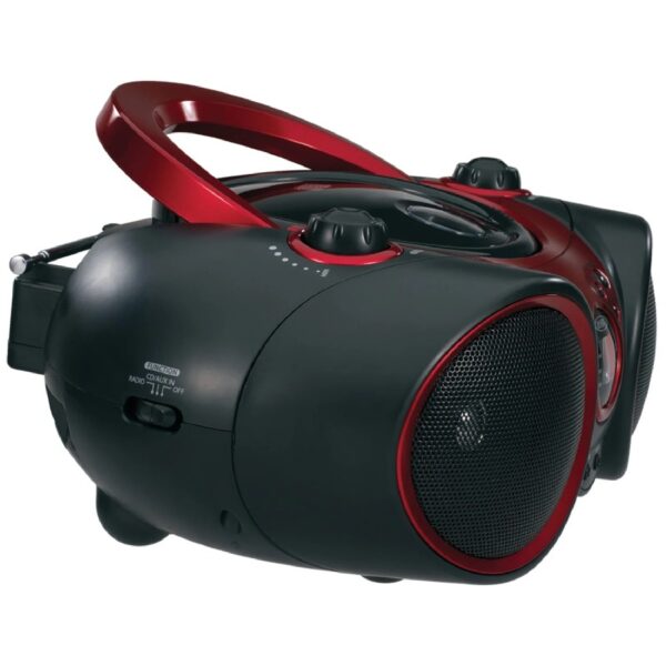3-Watt RMS Portable Stereo CD Player with AM/FM Stereo Radio (Red)