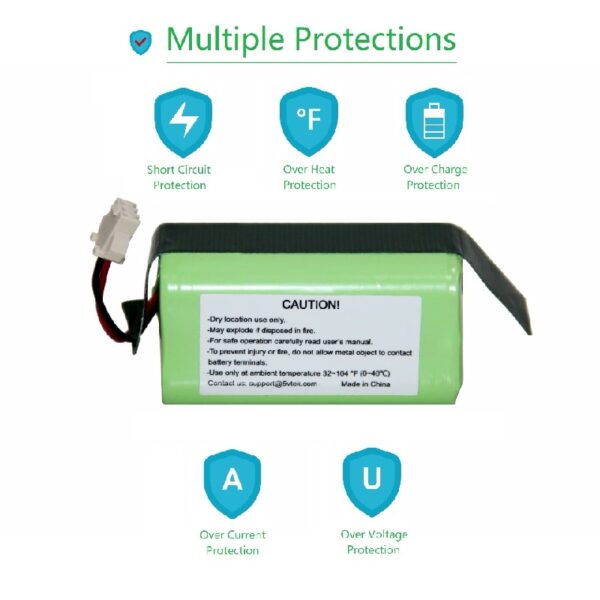 Replacement Battery for Ionvac SmartClean 2000 Robovac, Goovi D380, F007C, Amarey A800, A900 Vacuum Cleaners 14.4v 2600mAh