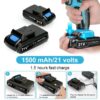 21V Cordless Drill Set, Electric Power Drill 34Pcs with 3/8 Inch Keyless Chuck, 25+3 Clutch Compact Driver Drill with Work Light, Max torque 45Nm, 2-Variable Speed & Battery and Fast Charger