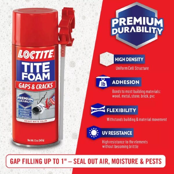 (4 pack) Tite Foam Insulating Foam Sealant Gaps & Cracks, Pack of 1, White 12 oz Can