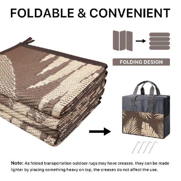 6'x9' Outdoor Rugs Patio Waterproof Outside Mat Reversible Plastic Camping Carpet,Black & Grey