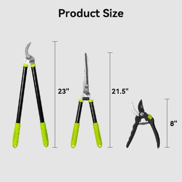 Loppers Hedge Clippers & Pruners Set, 3PCS Hedge Shears Garden Tools, Heavy Duty Tree & Shrub Care Kit for Yard, Lawn & Garden, Branch Cutter Tree Trimmer for Indoor  & Outdoor