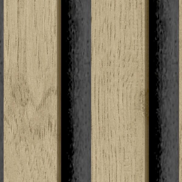 Roommates Studio Cream Oak Slat Peel and Stick Wallpaper 30.75 Sq. ft