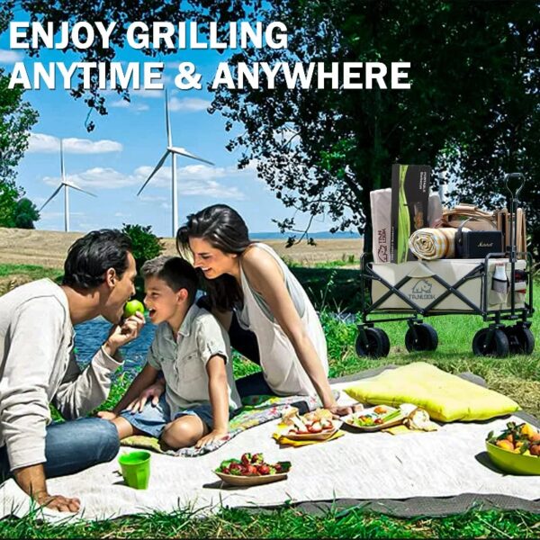 Barbecue Charcoal Grill for Camping, 24 in Mini Grill Stainless Steel Foldable Portable Grill, BBQ Tool Kit for Outdoor Camping Cooking Gear Picnics Beach Home Backyard Party BBQ Beginner