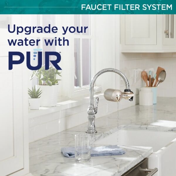 PLUS Faucet Mount Water Filtration System, Horizontal, Black/Chrome, PFM200B