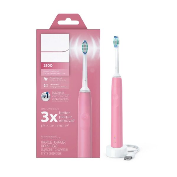 3100 Power Toothbrush, Rechargeable Electric Toothbrush with Pressure Sensor, Black HX3681/04