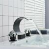 Widespread Bathroom Basin Faucet Crystal Handle Sink Mixer Tap Chrome Finish