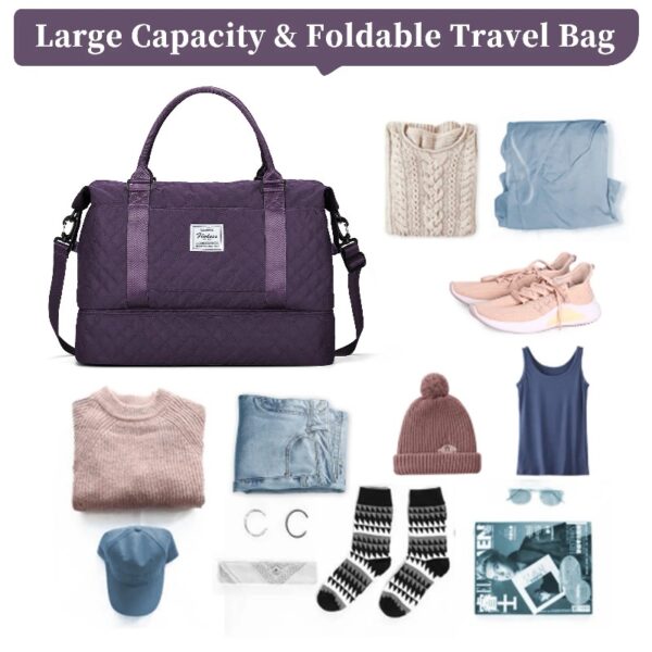 fb9f8bfc6ce947b98198b32d0176ab0c Weekender Bags for Women, Travel Duffel Bags with Shoe Compartment,Personal Item Travel Bag for Airlines, Carry on Overnight Tote Bag for women,Beige&Brown