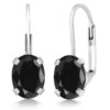 Gem Stone King 925 Sterling Silver Oval Cabochon White Simulated Opal Earrings for Women (2.10 Cttw, Oval 8X6MM)