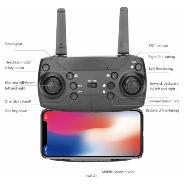 Drone with Dual 4K HD Cameras, FPV Foldable Drone for Kids Adults RC Quadcopter for Beginners with 2 Batteries and Carrying Case, Gray