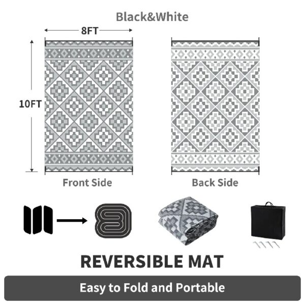 Outdoor Rug 5'x8' Waterproof Reversible Patio Rug Modern Lightweight Plastic Straw Indoor Outdoor Rug for RV Camping Deck Balcony Porch Boho Patio Decor Outdoor Carpet Brown and Beige