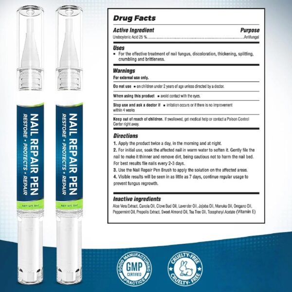 Nail Repair Pen – 25% Undecylenic Acid Toenail Fungus Treatment Extra Strength, Advanced Treatment for Damaged Nails, Nail Softener, Ingrown Toenail Support Foot Care Formula 4PCS