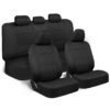 PolyPro Car Seat Covers Full Set in Charcoal on Black – Front and Rear Split Bench for Cars, Easy to Install Cover Set, Accessories Auto Trucks Van SUV
