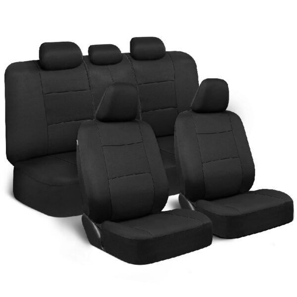 PolyPro Car Seat Covers Full Set in Charcoal on Black – Front and Rear Split Bench for Cars, Easy to Install Cover Set, Accessories Auto Trucks Van SUV