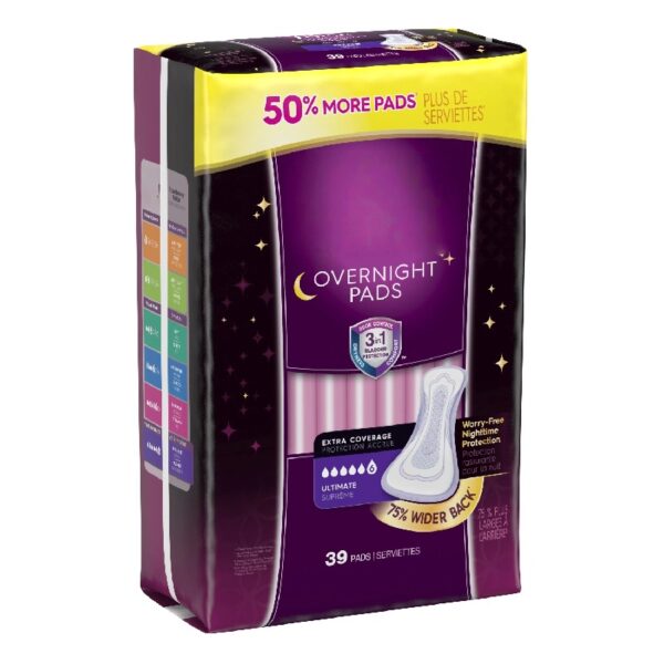 Overnight Incontinence Pads for Women/Bladder Control Pads, Ultimate-Extra Coverage, 24ct