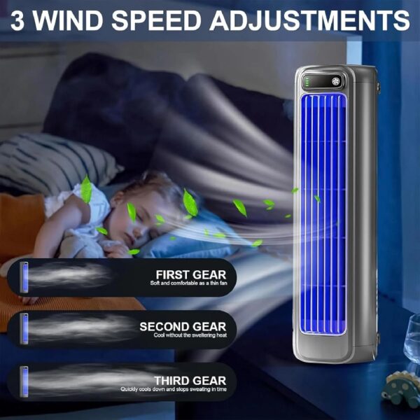 Cooling Ace Portable Air Conditioner, 2025 Energy Efficient Air Conditioner Cooling Fan Quiet, 3 Speeds & Led Touch Screen, Rechargeable, 24h Long-Lasting Battery Life (Gray)