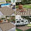 6'x 9' Outdoor Rug Plastic Waterproof Outside Foldable Mat UV Resistant Patio RV Deck Carpet,Black Brown