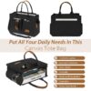 Canvas Tote Bag for Women With Side Pockets, Laptop Work Crossbody Everyday Satchel, Purses Shoulder Tote Bag Everyday Satchel Handbags Messenger for Travel Nurse College Gift, Black