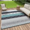 Outdoor Rug 6'x9' Waterproof Patio Rug Reversible Indoor Outdoor Rug Lightweight Plastic Straw Rug for RV Camping Deck Balcony Boho Porch Decor Dark Grey and White