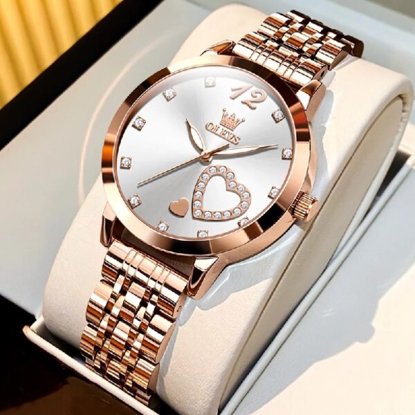 Women Watch Fashion Rose Gold Diamond Analog Quartz Female Watch for Women Luxury Dress Ladies Stainless Steel Luminous Waterproof Date Wrist Watches Green Dial