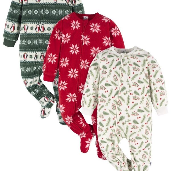 Baby and Toddler Neutral Microfleece Blanket Sleeper Pajamas, 3-Pack, Sizes 0/3M-5T