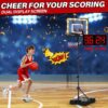 2-in-1 Kid Basketball Hoop with LED Lights & Scoreboard & 3 Balls, Toddler Basketball Hoop Adjustable Height 5.1ft-6.2ft, Basketball Toy Gifts for Boys & Girls