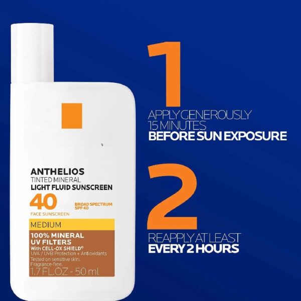 Anthelios Tinted Mineral Fluid Sunscreen for Face SPF 50, 1.7 fl oz