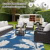 Outdoor Rug Carpet 5'x8' Waterproof Reversible Patio Rug Portable Indoor Outdoor Rug Plastic Straw Rug for Beach RV Camping Garden Picnic Deck Backyard Porch Decor Black