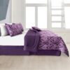 Lux Decor Collection 5 Piece Queen Down Alternative Comforter Set, Washable Duvet Bedding Set - Quatrefoil Navy