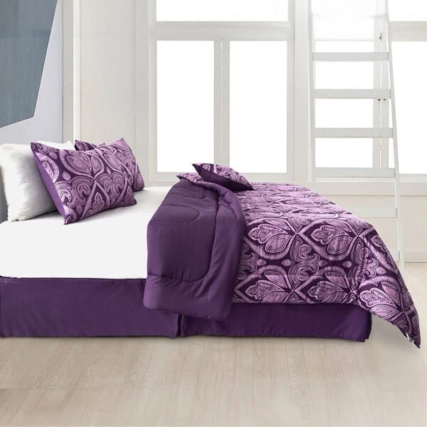 Lux Decor Collection 5 Piece Queen Down Alternative Comforter Set, Washable Duvet Bedding Set - Quatrefoil Navy
