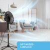 Oscillating Fan, Adjustable-Height Pedestal Fan with Wide Area Oscillation, 16”