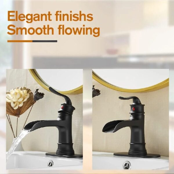 Kede Waterfall Faucet Bathroom Faucet Single Handle One Hole Oil Rubbed Bronze Finish Large Spout Lavatory Faucets (ORB2)