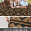 Outdoor Rug 5'x8' Waterproof Reversible Patio Rug Modern Lightweight Plastic Straw Indoor Outdoor Rug for RV Camping Deck Balcony Porch Boho Patio Decor Outdoor Carpet Brown and Beige