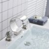 Widespread Bathroom Basin Faucet Crystal Handle Sink Mixer Tap Chrome Finish