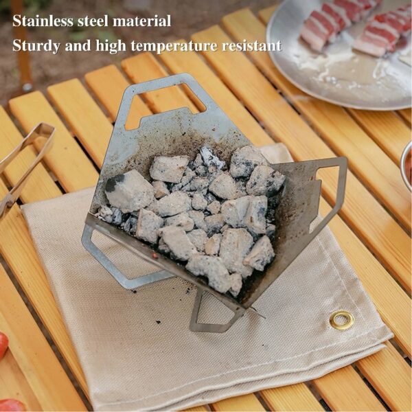 Portable Stainless Steel Card Stove for Camping, Picnics & Beach Parties - Foldable BBQ Grill with Precise Airflow Control, Tool-Free Assembly, Compact Travel Design