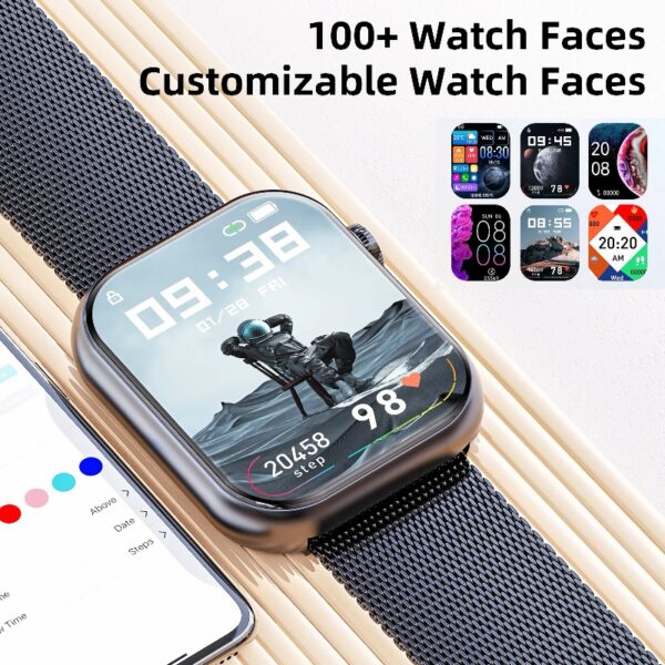 2025 New 1.85-inch Women's Smartwatch with Answer/Make Calls/120+Sports Modes/Two watch straps, IP68 Waterproof Fitness Tracker Fits for Android Iphone Devices（Gold Milan Steel Belt）
