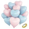 12Pcs Blue Pink Heart Balloons Pastel Baby Pink Blue Beige Foil Helium Balloon for Baby Shower Gender Reveal Twin Birthday Decor