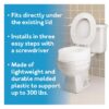 Raised Toilet Seat Elevator with Easy Installation, Adds 3.5 in Height, White, 300 lb Limit