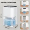 2000ml Portable Dehumidifier, Auto Defrost, Ultra Quiet for Home Large Room Bathroom Garage,Auto Power Off,LED Indicator,clearance sales,White