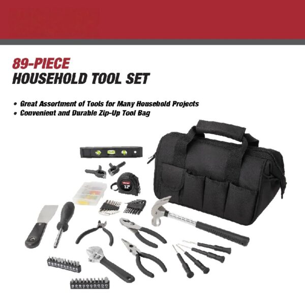 89-Piece Black Household Tool Set, New